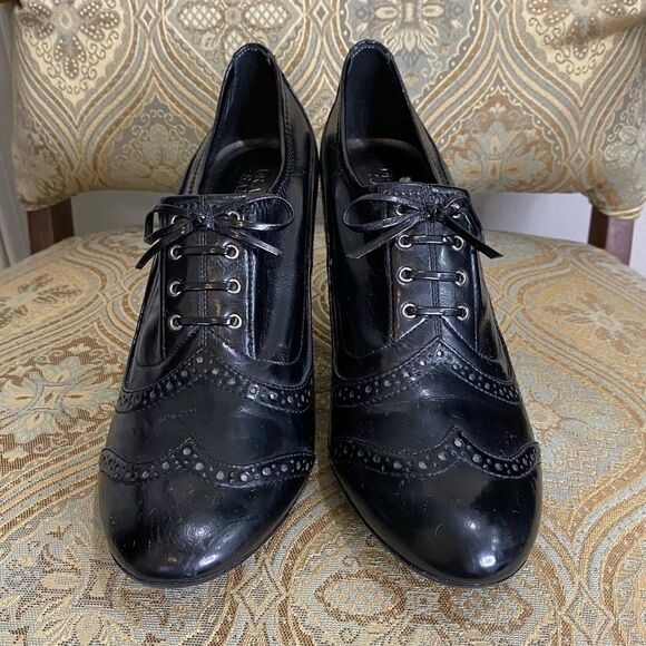 Franco Sarto black vegan patent leather Oxford booties 9.5 - Picture 3 of 11